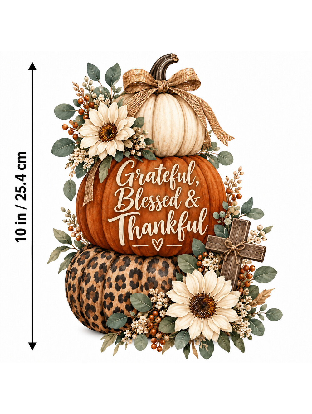 4PCS 10in Grateful Blessed Thankful Pumpkin DTF Transfers
